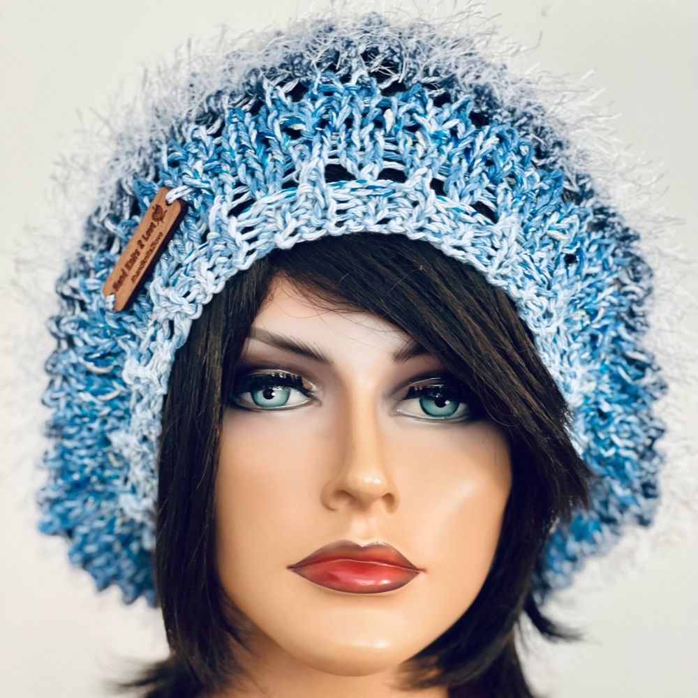 Hand Knits 2 Love Cotton Slouch Hat Cap Beanie Deco Bead Tassel Designer Hip